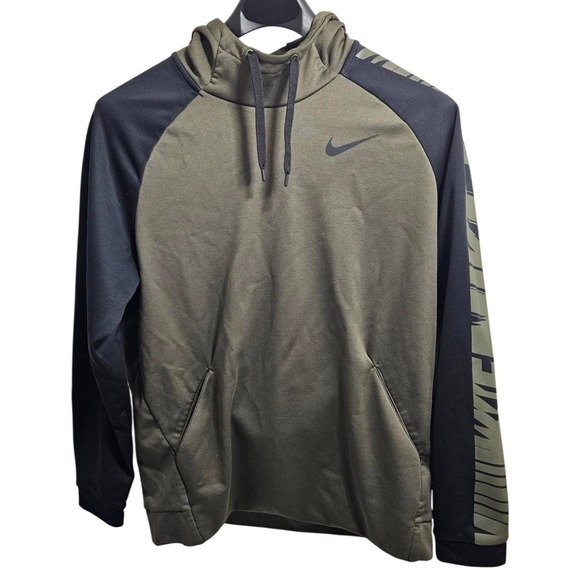 Nike Other - Nike Dri-FIT Mens XL‎ Hoodie Olive Green Black Graphic Pullover BV3875-325